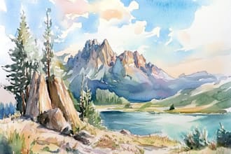 draw a watercolor landscape illustration