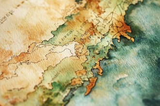 create a detailed watercolor map