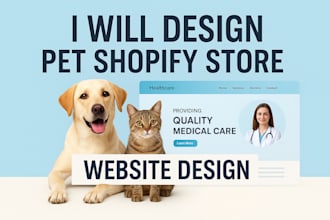 design pet shopify store dogs healthcare website design ecommerce online store