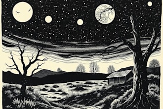 create an artistic linocut illustration in my own style