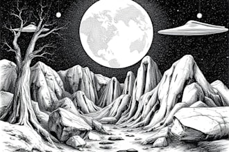 do a black and white engraving style illustration