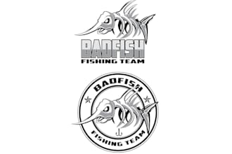 create a minimalist creative fish game logo design