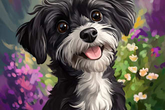 design a custom disney pet portrait illustration for you