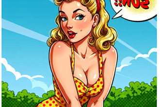 do a cute pin up comic and pin up girl art for you