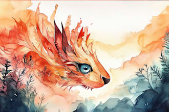 draw a watercolor landscape illustration