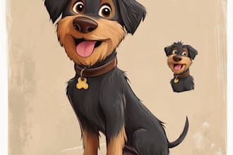 design a custom disney pet portrait illustration