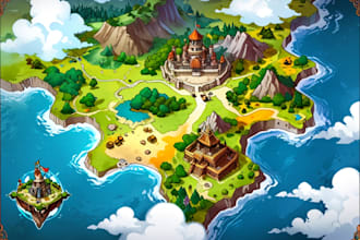 make your dream fantasy map for game, book, rpg campaign, boardgame