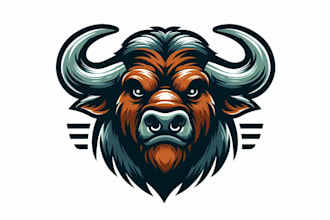 do bull head buffalo mascot logo design