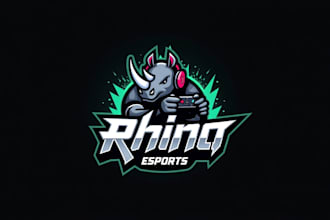 do awesome rhino esport mascot logo design
