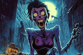 do a brutal, horror, metal tshirt album art illustration
