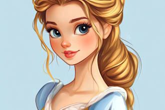 draw a portrait in semi realism disney cartoon style
