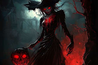 do awesome artwork for dark art, horror creepy illustration