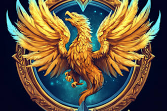 draw fantasy game logo with cool unique magic style