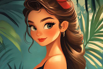do your portrait in a disney style cartoon illustration