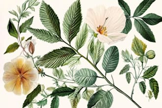 draw botanical flowers, plants art