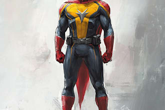 create concept art superhero character for comics cartoon