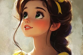 draw your portrait into a disney style cartoon illustration