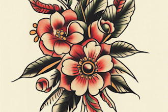 create a traditional or old school style tattoo design