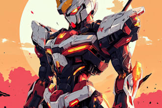 design robots and concept art of futuristic mecha