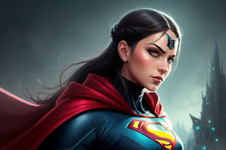 create concept art superhero character design for comics