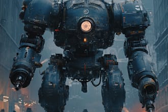 design robots and concept art of futuristic mecha