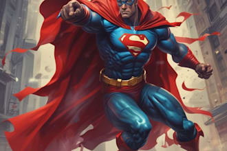 draw your photo into amazing cartoon superhero character