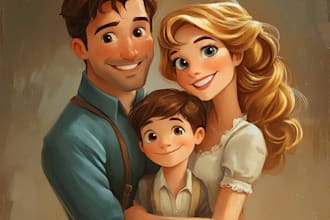 design a professional disney family portrait