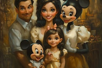 design a professional disney family portrait