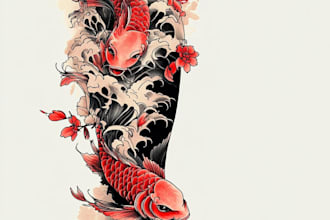 create your japanese custom tattoo design and illustration