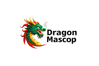 do asian dragon fire mascot logo design with company