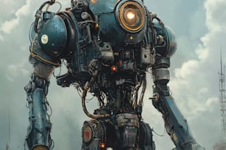 make cyberpunk sci fi robot, mecha character concept art