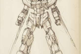draw gundam, transformer, robot, armor, and mecha, concept