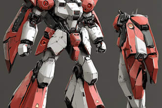 design robots and concept art of futuristic mecha