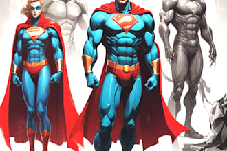 make a paint superhero character in comic style for you