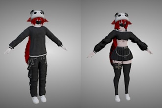 character model 3d rigging with animation for second life character or vrchat