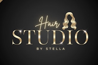 design a hair salon or beauty logo with glitter and sparkle