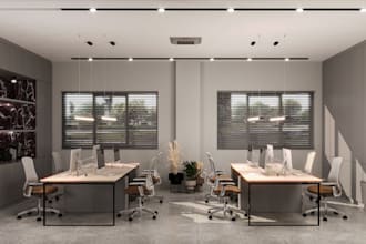 create a modern office design with 3d visualization