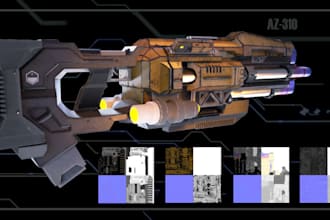 realistic 3d sci fi gun, black raven, mini gun, video game, shortgun, 3d weapon