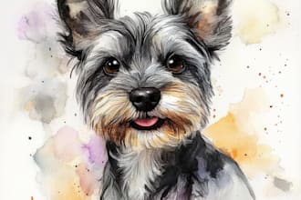 draw custom pet portrait or pet illustration in  style
