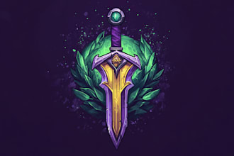 create a fantasy game logo and branding