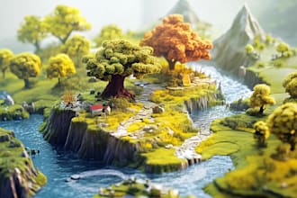 design a game environment concept art in blender, fantasy art