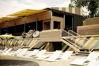 do a realistic 3d beach, amusement park, 3d home apartment and 3d farm house