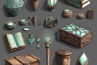 make a assets, props, icons, UI objects for your game