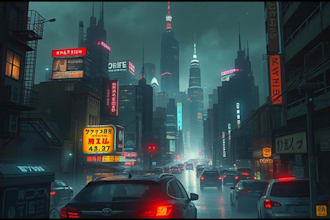 draw concept art illustration science fiction city, cyberpunk