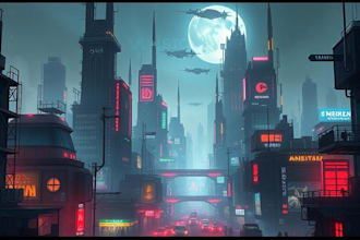 make a science fiction city, cyberpunk concept art