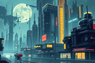 design an cyberpunk, sci fi futuristic city art