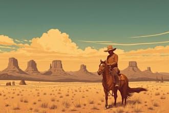 create vintage retro western style illustration and design