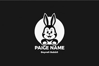 do awesome rabbit  black and white mascot logo design