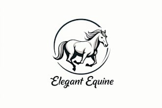 do awesome stylized white horse for mascot logo design