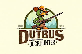 design creative luxury duck hunter mascot logo in 12 hours